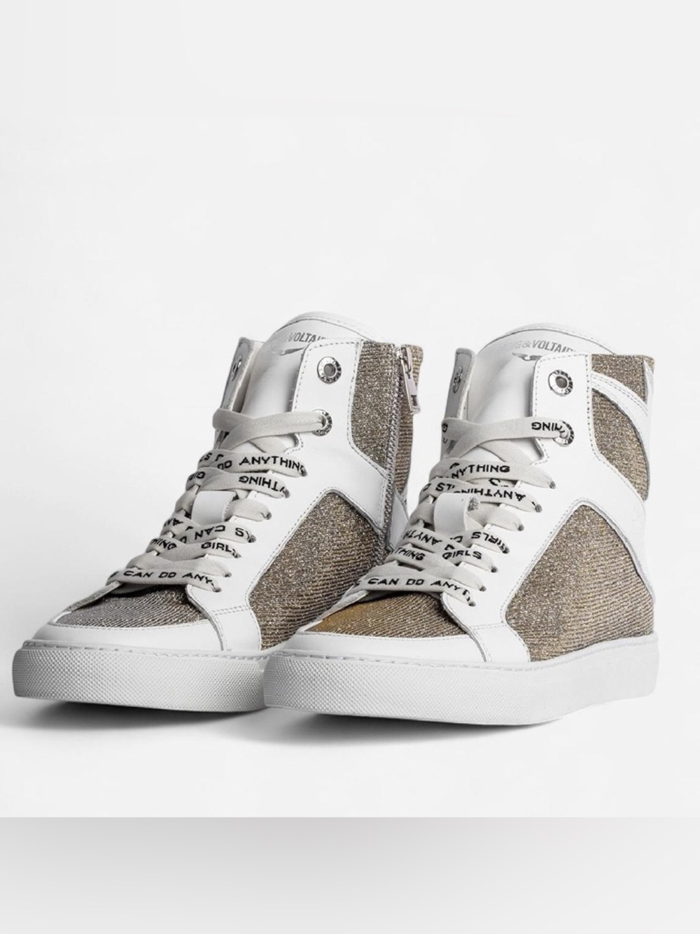 Zadig & Voltaire White and Gold High-Top Sneakers